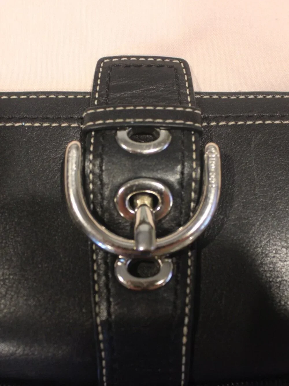 Vintage Coach Soho Black Leather Buckle Long Wallet Y2K Silver Hardware